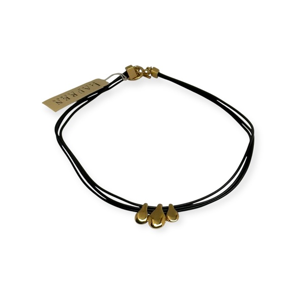 new Ralph Lauren 𒀭 Multi Strand Choker with 3 Briolette Pendants 𒀭Black Gold - Picture 4 of 16